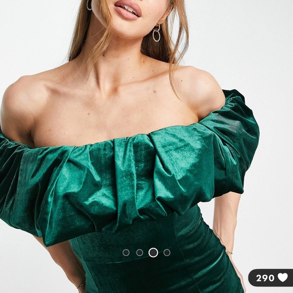 Saint Genies Velvet Frill Off Shoulder Dress - Picture 4 of 7